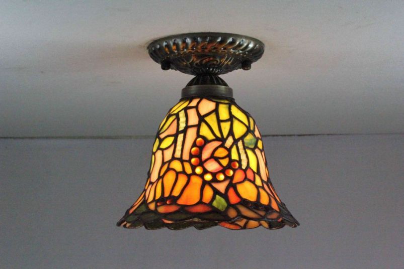 Tiffany 8 Inch Ceiling Lamp - TAXD08028 - handcrafted Tiffany stained glass lamp
