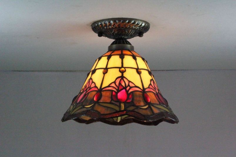 Tiffany 8 Inch Ceiling Lamp - TAXD08029 - handcrafted Tiffany stained glass lamp