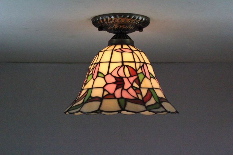 Tiffany 8 Inch Ceiling Lamp - TAXD08030 - handcrafted Tiffany stained glass lamp