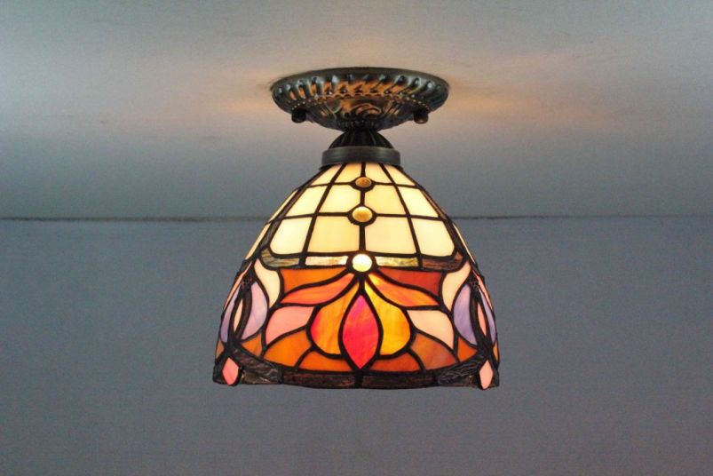 Tiffany 8 Inch Ceiling Lamp - TAXD08031 - handcrafted Tiffany stained glass lamp