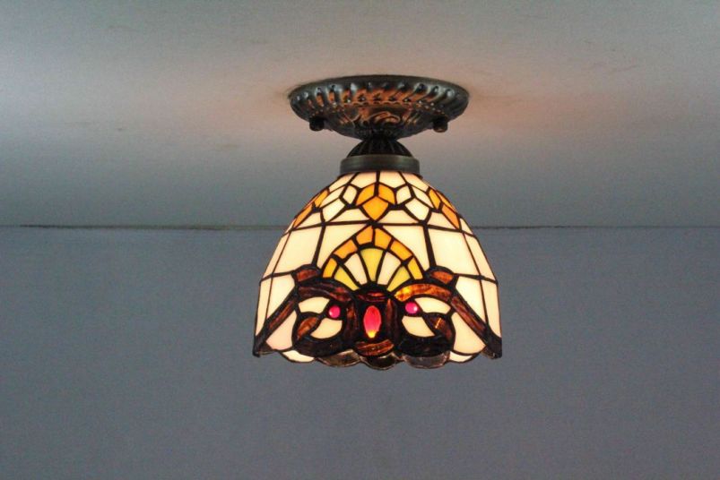 Tiffany 8 Inch Ceiling Lamp - TAXD08032 - handcrafted Tiffany stained glass lamp