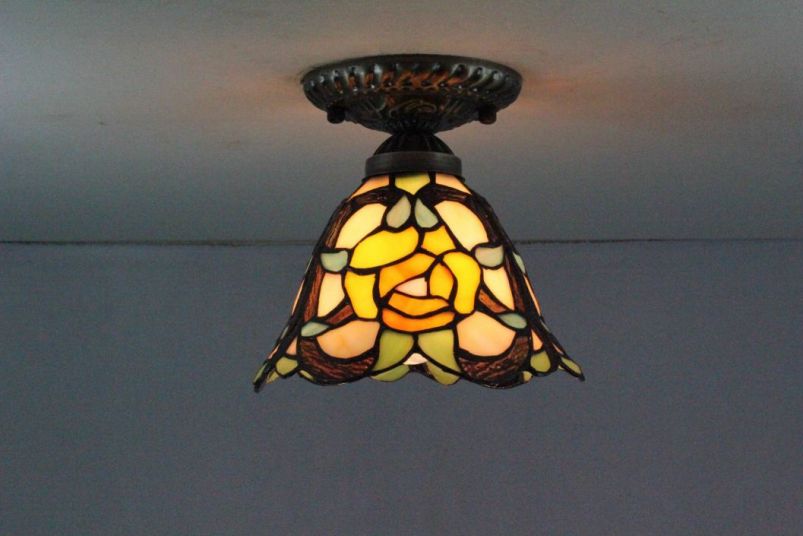 Tiffany 8 Inch Ceiling Lamp - TAXD08033 - handcrafted Tiffany stained glass lamp