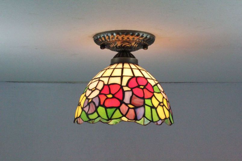 Tiffany 8 Inch Ceiling Lamp - TAXD08034 - handcrafted Tiffany stained glass lamp