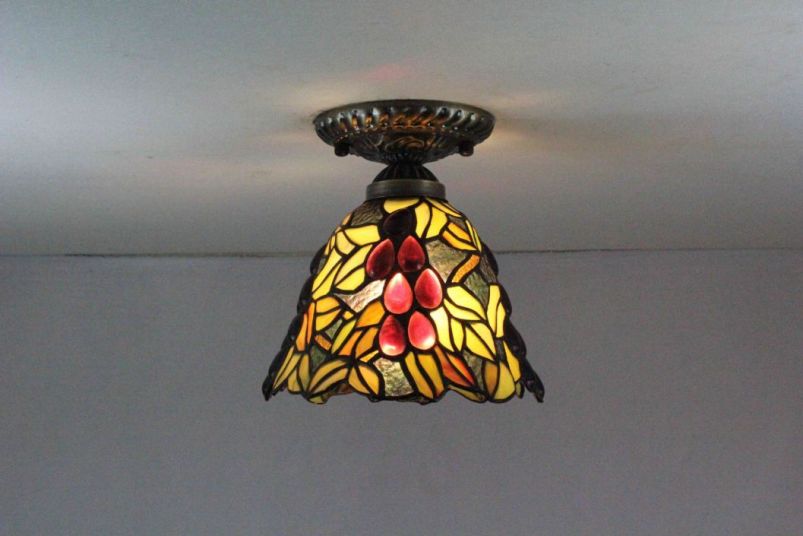 Tiffany 8 Inch Ceiling Lamp - TAXD08035 - handcrafted Tiffany stained glass lamp