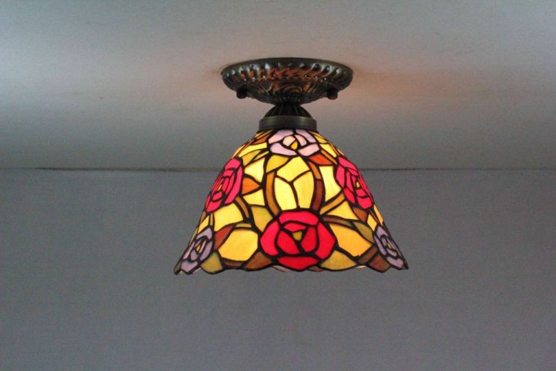 Tiffany 8 Inch Ceiling Lamp - TAXD08036 - handcrafted Tiffany stained glass lamp