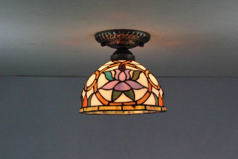 Tiffany 8 Inch Ceiling Lamp - TAXD08037 - handcrafted Tiffany stained glass lamp