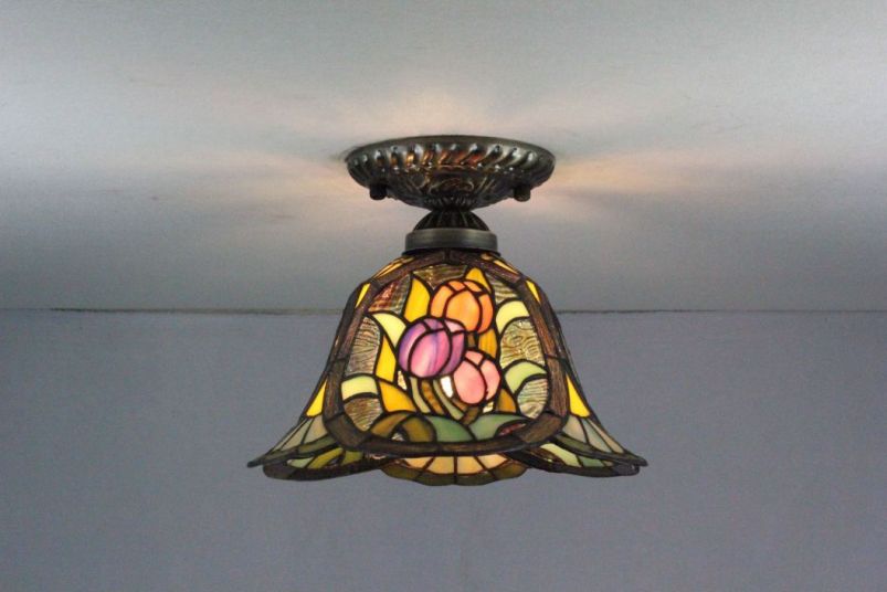 Tiffany 8 Inch Ceiling Lamp - TAXD08038 - handcrafted Tiffany stained glass lamp