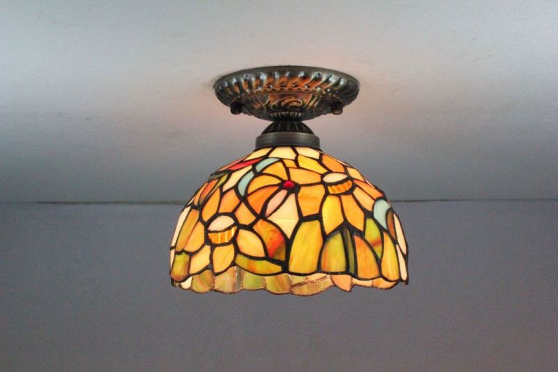 Tiffany 8 Inch Ceiling Lamp - TAXD08039 - handcrafted Tiffany stained glass lamp