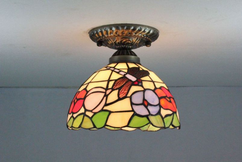 Tiffany 8 Inch Ceiling Lamp - TAXD0804 - handcrafted Tiffany stained glass lamp