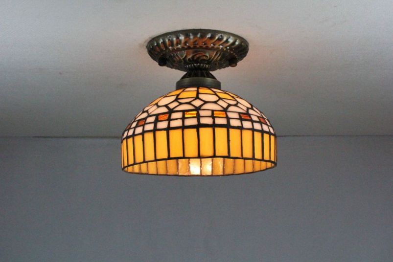 Tiffany 8 Inch Ceiling Lamp - TAXD08040 - handcrafted Tiffany stained glass lamp
