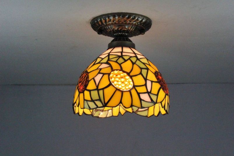 Tiffany 8 Inch Ceiling Lamp - TAXD08041 - handcrafted Tiffany stained glass lamp