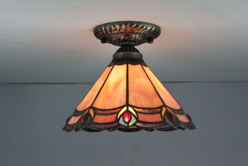 Tiffany 8 Inch Ceiling Lamp - TAXD08042 - handcrafted Tiffany stained glass lamp