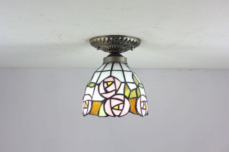 Tiffany 8 Inch Ceiling Lamp - TAXD08043 - handcrafted Tiffany stained glass lamp