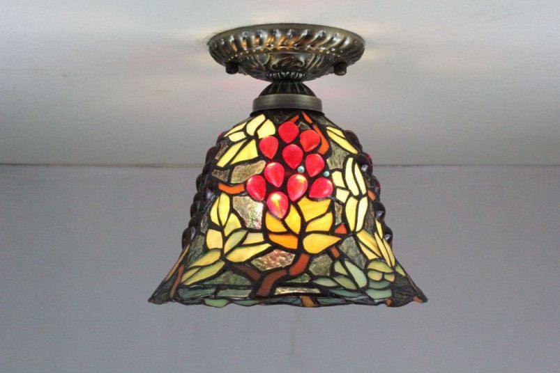 Tiffany 8 Inch Ceiling Lamp - TAXD0805 - handcrafted Tiffany stained glass lamp