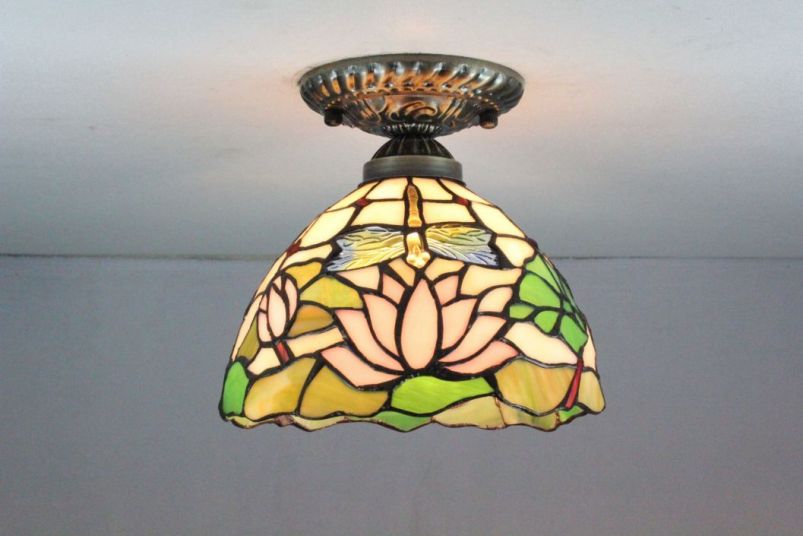 Tiffany 8 Inch Ceiling Lamp - TAXD0806 - handcrafted Tiffany stained glass lamp