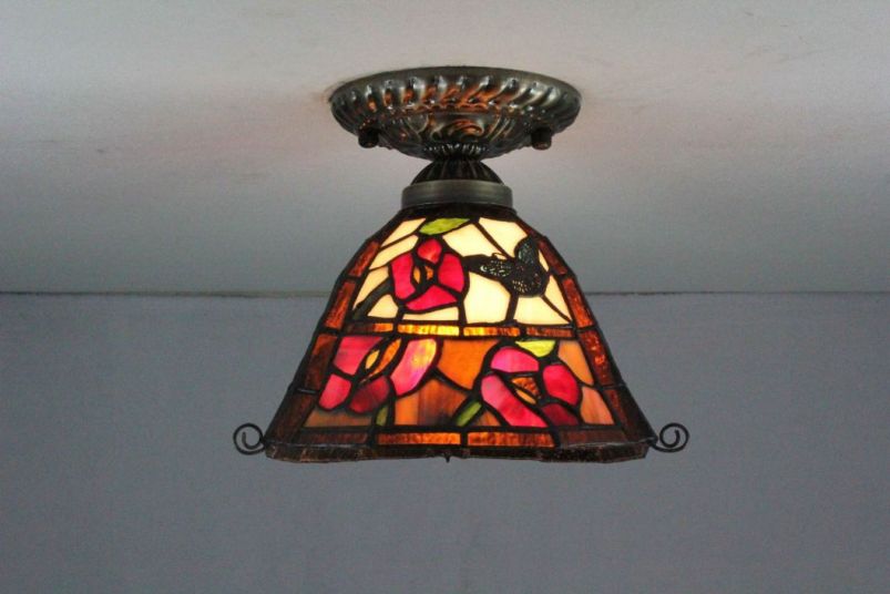 Tiffany 8 Inch Ceiling Lamp - TAXD0807 - handcrafted Tiffany stained glass lamp