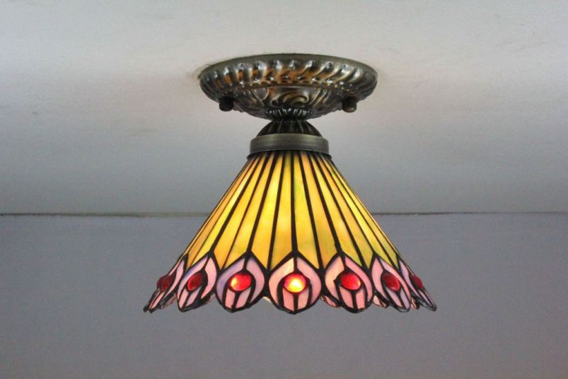Tiffany 8 Inch Ceiling Lamp - TAXD0808 - handcrafted Tiffany stained glass lamp