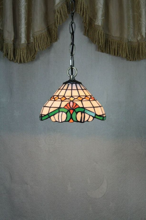 Tiffany 8 Inch Hanging Lamp 1 - TADD0801 - handcrafted Tiffany stained glass lamp