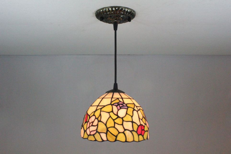 Tiffany 8 Inch Hanging Lamp 1 - TADD080100 - handcrafted Tiffany stained glass lamp