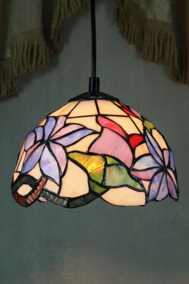Tiffany 8 Inch Hanging Lamp 1 - TADD08011 - handcrafted Tiffany stained glass lamp