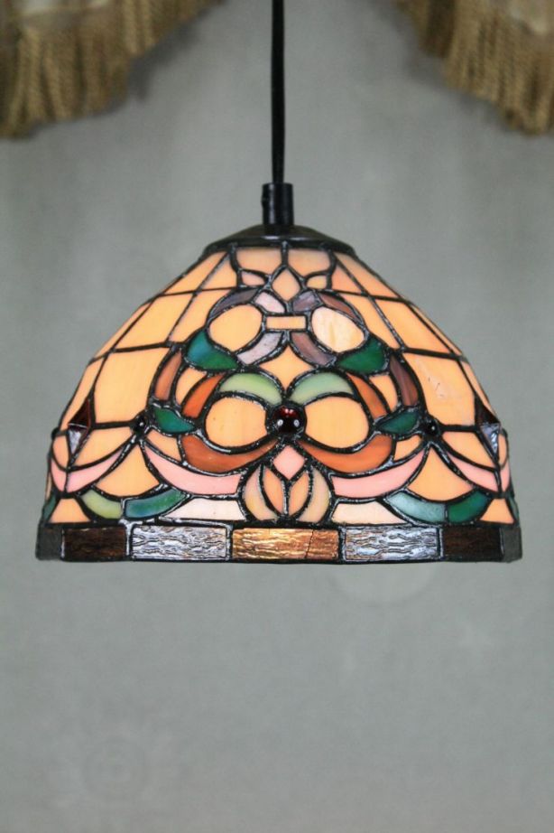 Tiffany 8 Inch Hanging Lamp 1 - TADD08012 - handcrafted Tiffany stained glass lamp