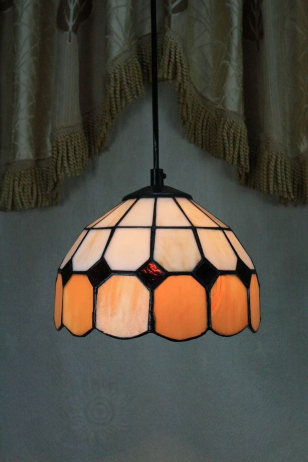 Tiffany 8 Inch Hanging Lamp 1 - TADD08015 - handcrafted Tiffany stained glass lamp