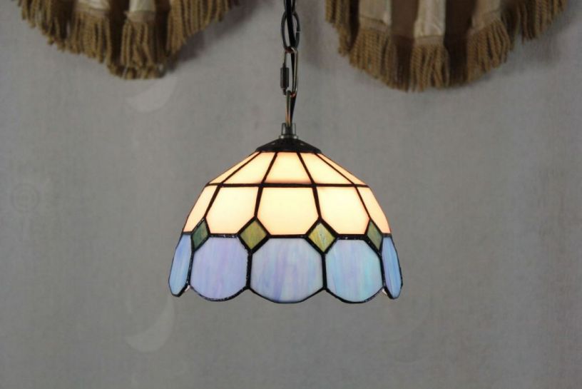 Tiffany 8 Inch Hanging Lamp 1 - TADD08016 - handcrafted Tiffany stained glass lamp