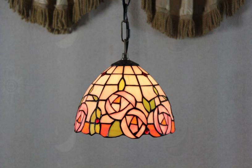 Tiffany 8 Inch Hanging Lamp 1 - TADD08017 - handcrafted Tiffany stained glass lamp