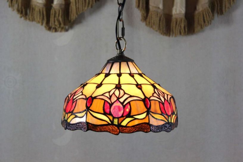 Tiffany 8 Inch Hanging Lamp 1 - TADD08018 - handcrafted Tiffany stained glass lamp