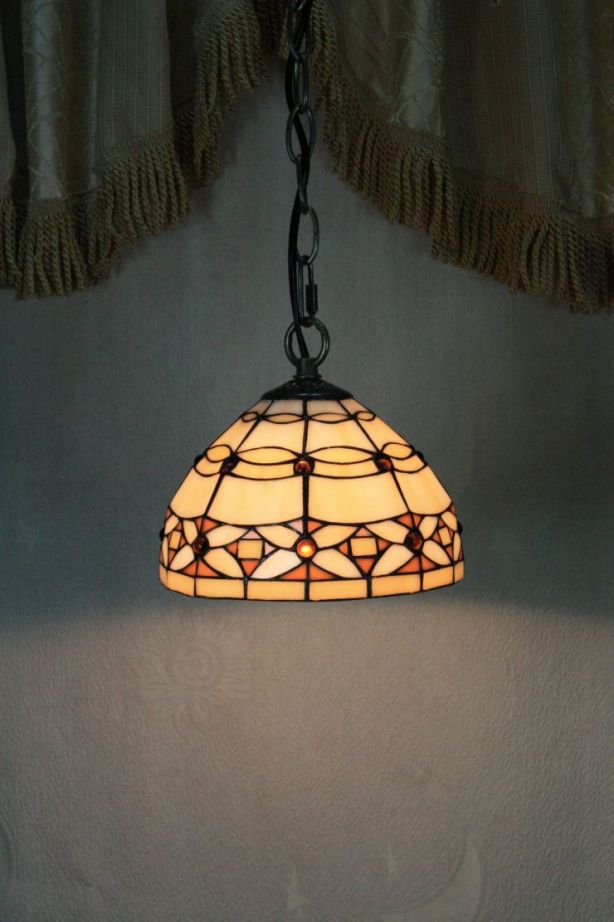 Tiffany 8 Inch Hanging Lamp 1 - TADD0802 - handcrafted Tiffany stained glass lamp