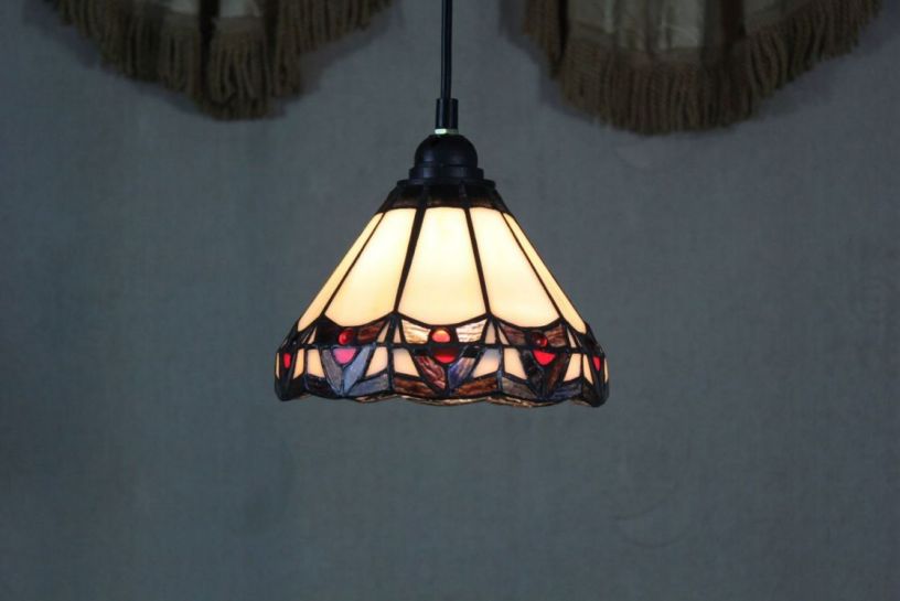 Tiffany 8 Inch Hanging Lamp 1 - TADD08020 - handcrafted Tiffany stained glass lamp