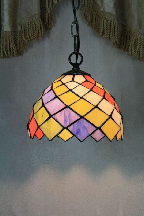 Tiffany 8 Inch Hanging Lamp 1 - TADD08024 - handcrafted Tiffany stained glass lamp