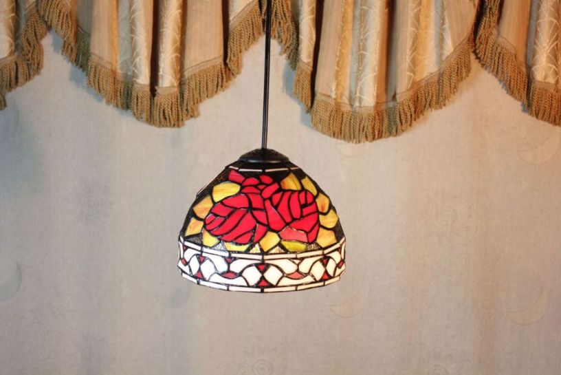 Tiffany 8 Inch Hanging Lamp 1 - TADD08025 - handcrafted Tiffany stained glass lamp