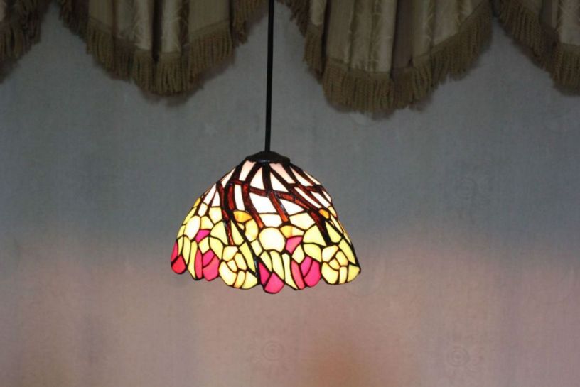 Tiffany 8 Inch Hanging Lamp 1 - TADD08027 - handcrafted Tiffany stained glass lamp