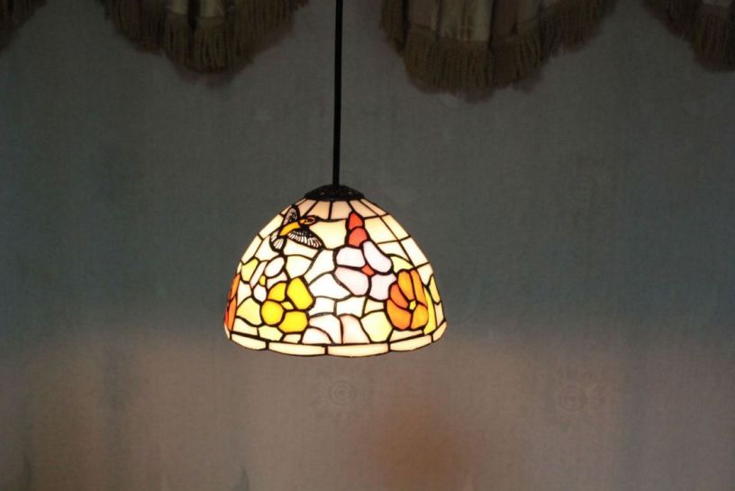 Tiffany 8 Inch Hanging Lamp 1 - TADD08028 - handcrafted Tiffany stained glass lamp