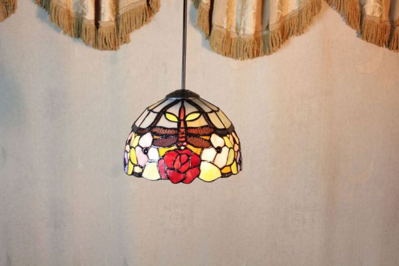 Tiffany 8 Inch Hanging Lamp 1 - TADD08030 - handcrafted Tiffany stained glass lamp