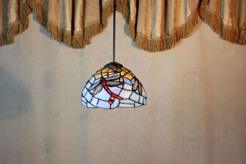 Tiffany 8 Inch Hanging Lamp 1 - TADD08031 - handcrafted Tiffany stained glass lamp