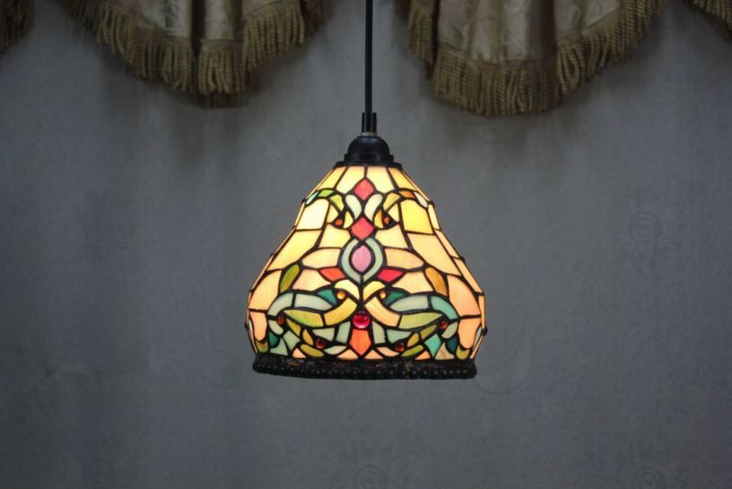 Tiffany 8 Inch Hanging Lamp 1 - TADD08032 - handcrafted Tiffany stained glass lamp