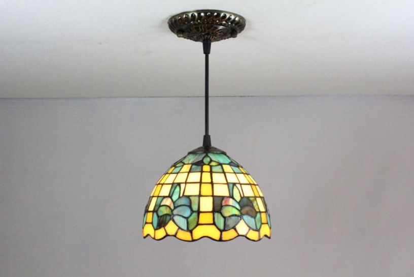 Tiffany 8 Inch Hanging Lamp 1 - TADD08036 - handcrafted Tiffany stained glass lamp