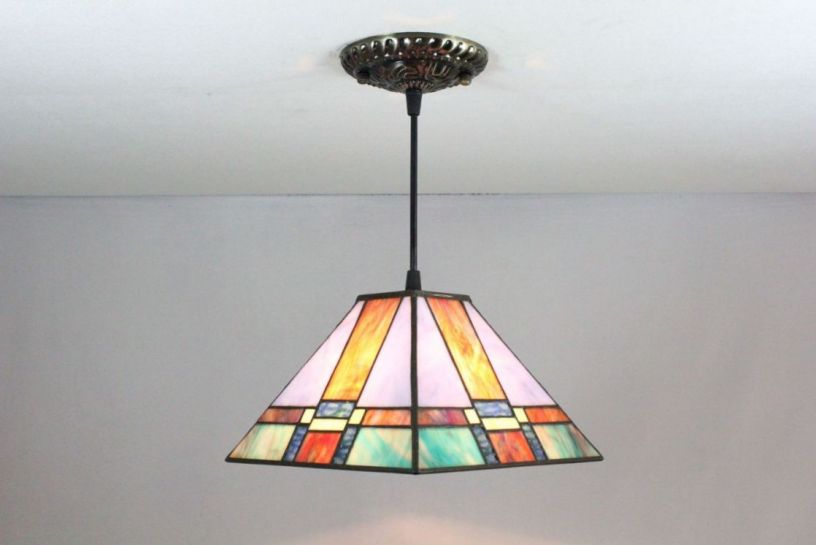 Tiffany 8 Inch Hanging Lamp 1 - TADD08038 - handcrafted Tiffany stained glass lamp