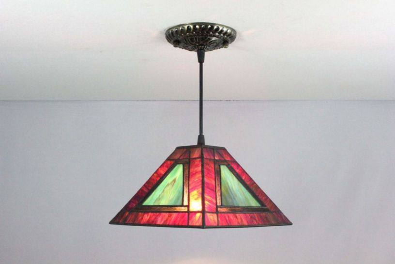 Tiffany 8 Inch Hanging Lamp 1 - TADD08039 - handcrafted Tiffany stained glass lamp
