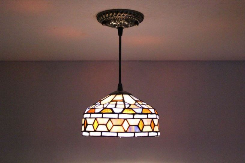 Tiffany 8 Inch Hanging Lamp 1 - TADD08040 - handcrafted Tiffany stained glass lamp
