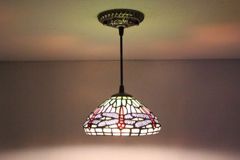 Tiffany 8 Inch Hanging Lamp 1 - TADD08041 - handcrafted Tiffany stained glass lamp