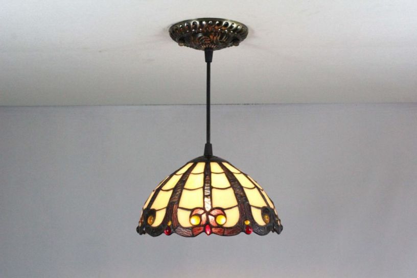Tiffany 8 Inch Hanging Lamp 1 - TADD08042 - handcrafted Tiffany stained glass lamp