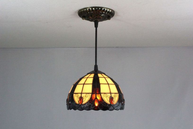 Tiffany 8 Inch Hanging Lamp 1 - TADD08043 - handcrafted Tiffany stained glass lamp