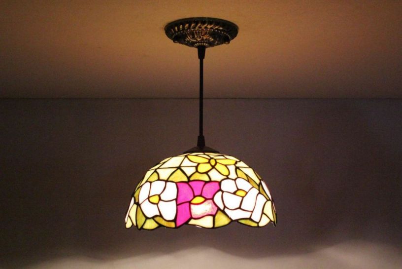 Tiffany 8 Inch Hanging Lamp 1 - TADD08048 - handcrafted Tiffany stained glass lamp
