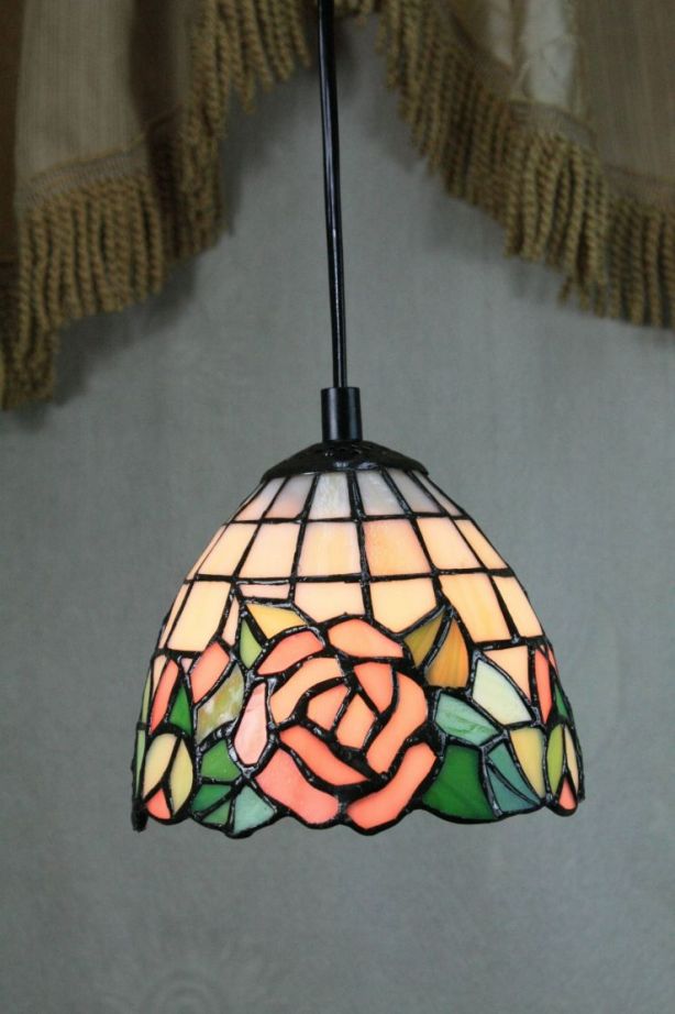 Tiffany 8 Inch Hanging Lamp 1 - TADD0805 - handcrafted Tiffany stained glass lamp