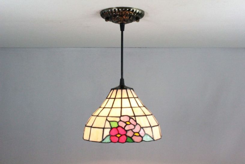 Tiffany 8 Inch Hanging Lamp 1 - TADD08050 - handcrafted Tiffany stained glass lamp