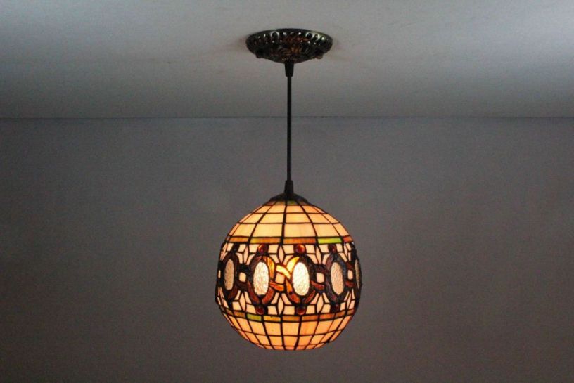 Tiffany 8 Inch Hanging Lamp 1 - TADD08053 - handcrafted Tiffany stained glass lamp