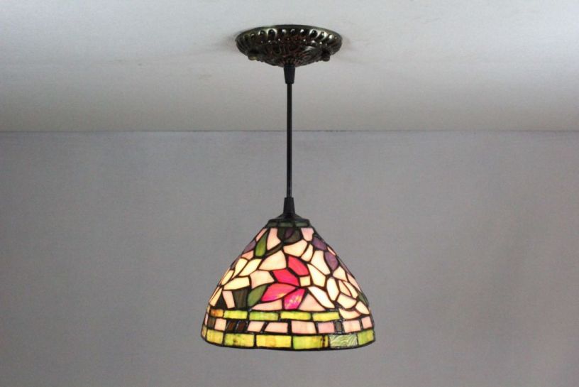 Tiffany 8 Inch Hanging Lamp 1 - TADD08059 - handcrafted Tiffany stained glass lamp